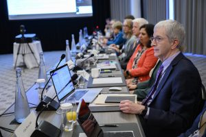 New BOG President Robert Barr, MD, listens during last month's fall meeting.