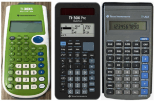 TI-30XB MultiView, TI-30X Pro MathPrint, and TI-30X calculators.