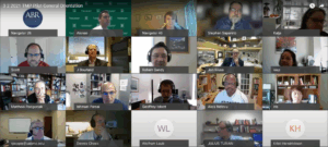 Screenshot of medical physicists participating in a virtual webinar.